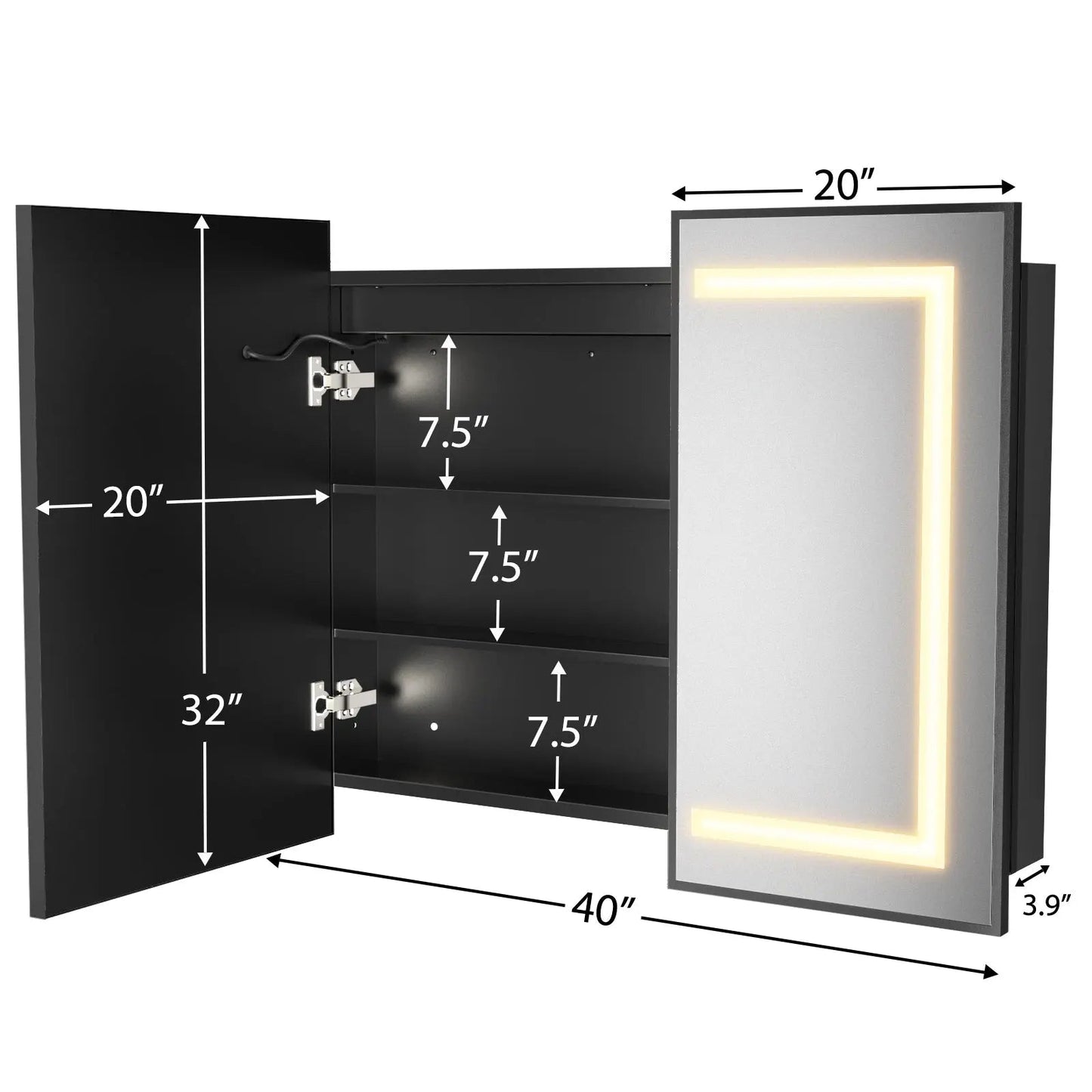 Hausvita Framed Recessed LED Light Bathroom Medicine Cabinet - medium