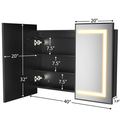 Hausvita Framed Recessed LED Light Bathroom Medicine Cabinet - medium