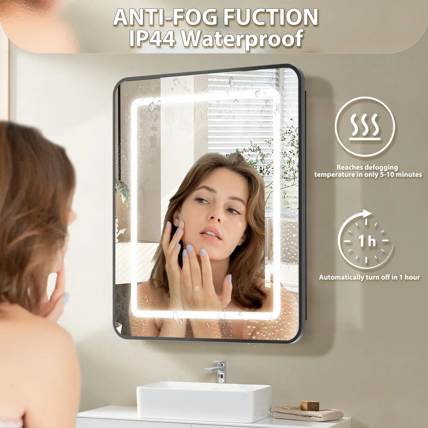 Hausvita Framed Recessed LED Light Bathroom Medicine Cabinet - Small