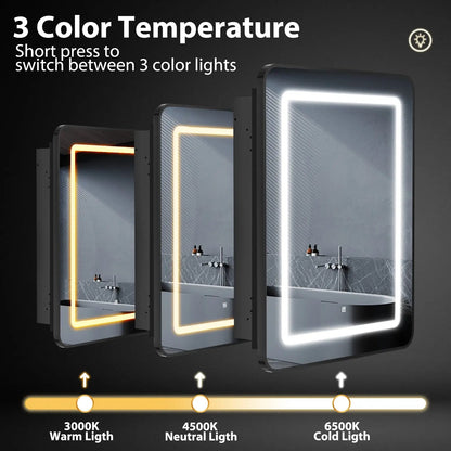 Hausvita Framed Recessed LED Light Bathroom Medicine Cabinet - Small