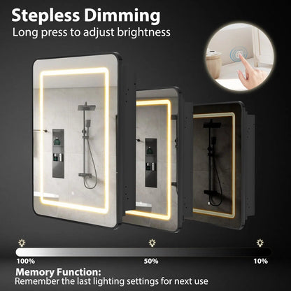 Hausvita Framed Recessed LED Light Bathroom Medicine Cabinet - Small