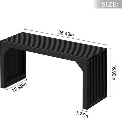 Hausvita HiKingQueens 35" Dining Bench, Indoor Wood Bench for Entryway, Living Room, Kitchen and Bedroom (Nature, Long Bench)