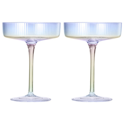 Como Ribbed Coupe Cocktail Glassware, Set of 2
