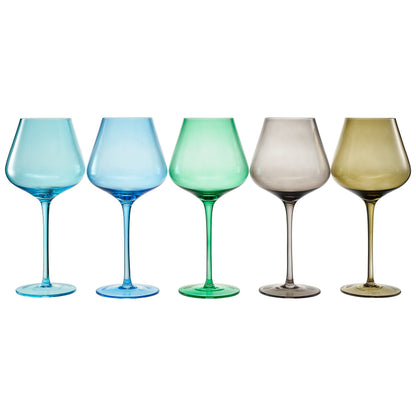 Stagioni Stemmed Wine Glassware, Rocky Mountains, Set of 5