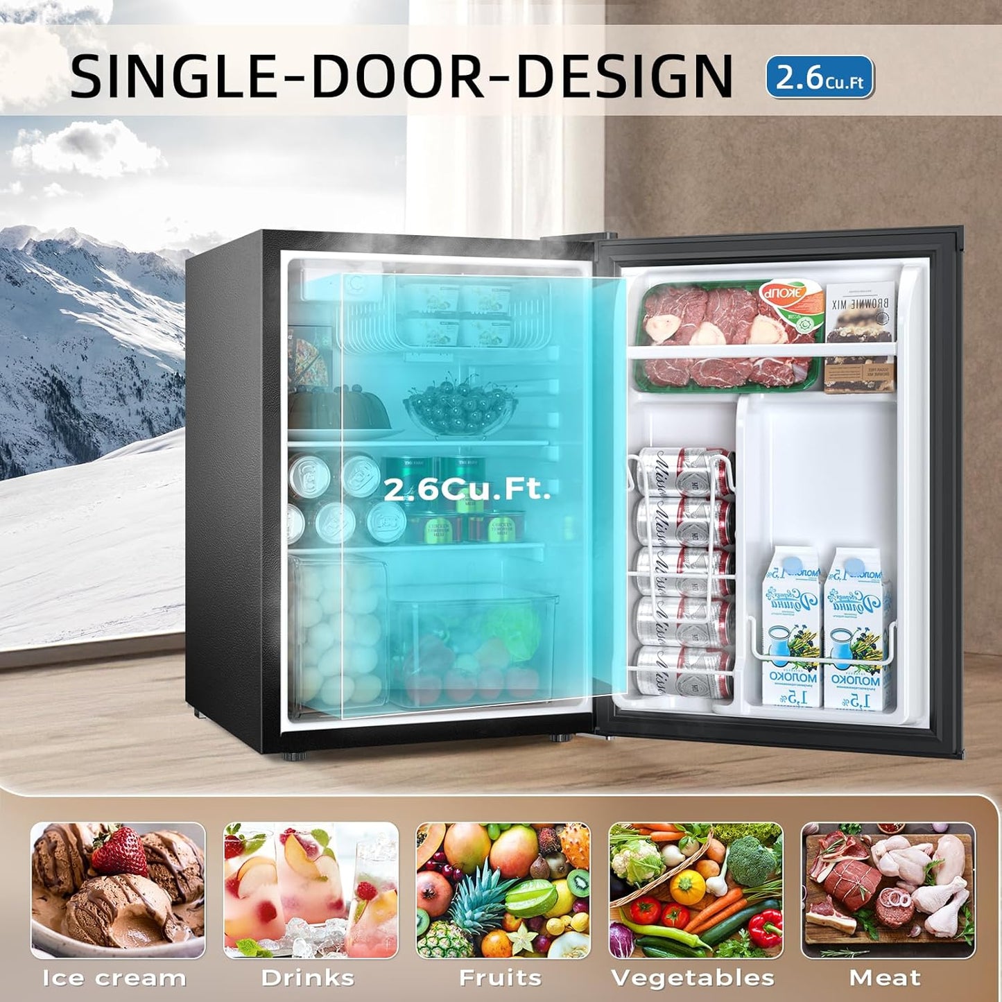 1.6 2.6 3.2 CU FT Mini Fridge with Freezer