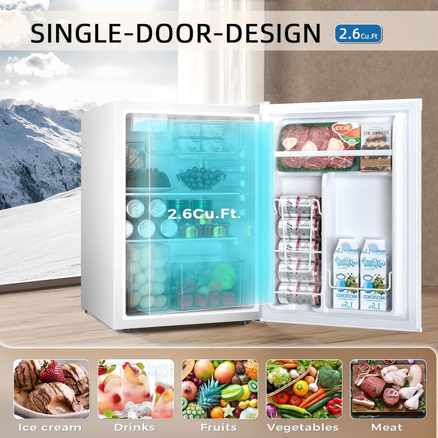 1.6 2.6 3.2 CU FT Mini Fridge with Freezer