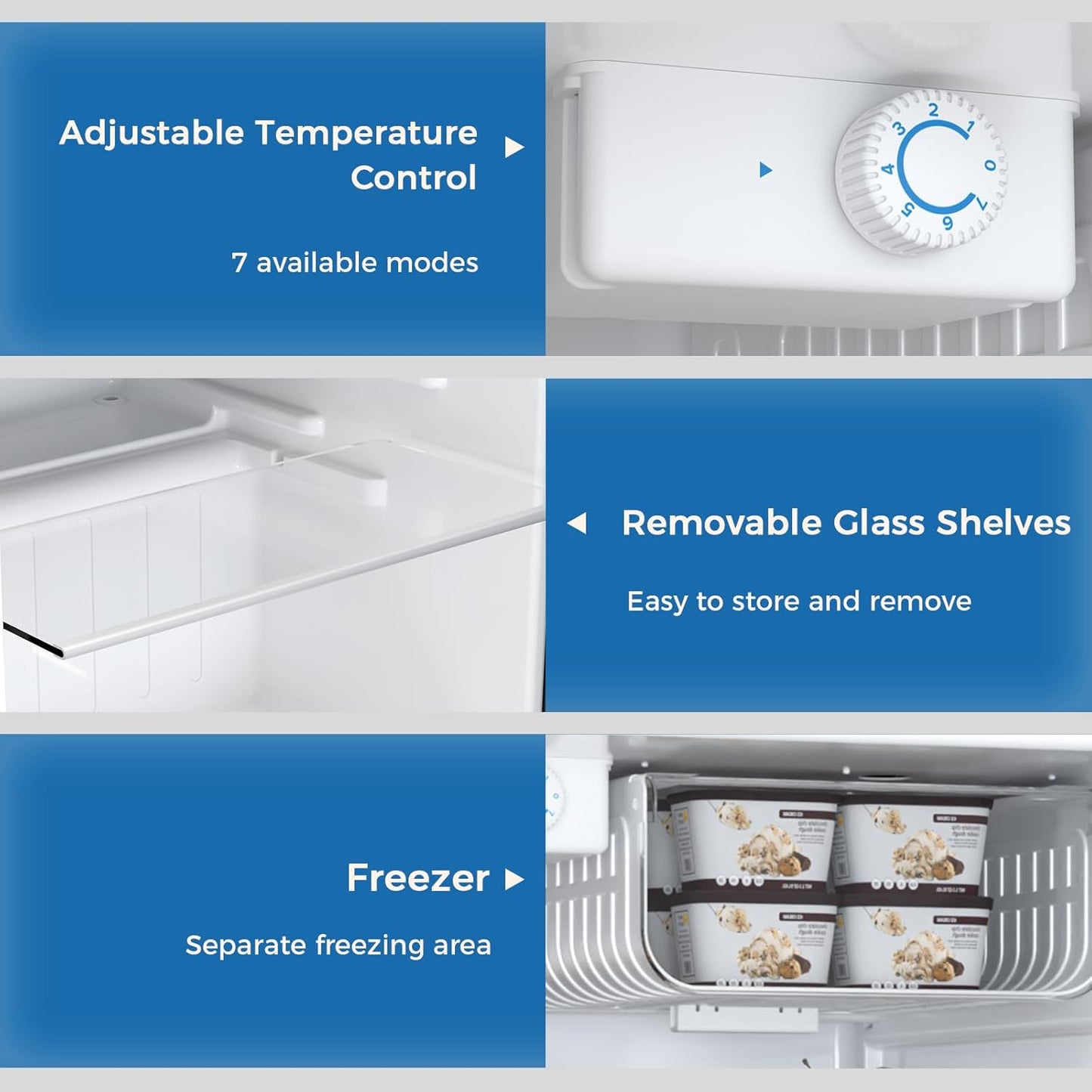 1.6 2.6 3.2 CU FT Mini Fridge with Freezer