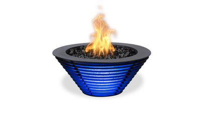 Lighthouse Series - Mayport Fire Bowl with LED Lights 24" - Powder Coated Metal - Match Lit