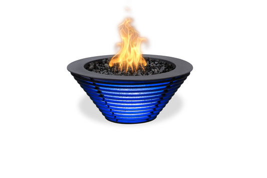 Lighthouse Series - Mayport Fire Bowl with LED 24" - Powder Coated Metal - Electronic Ignition