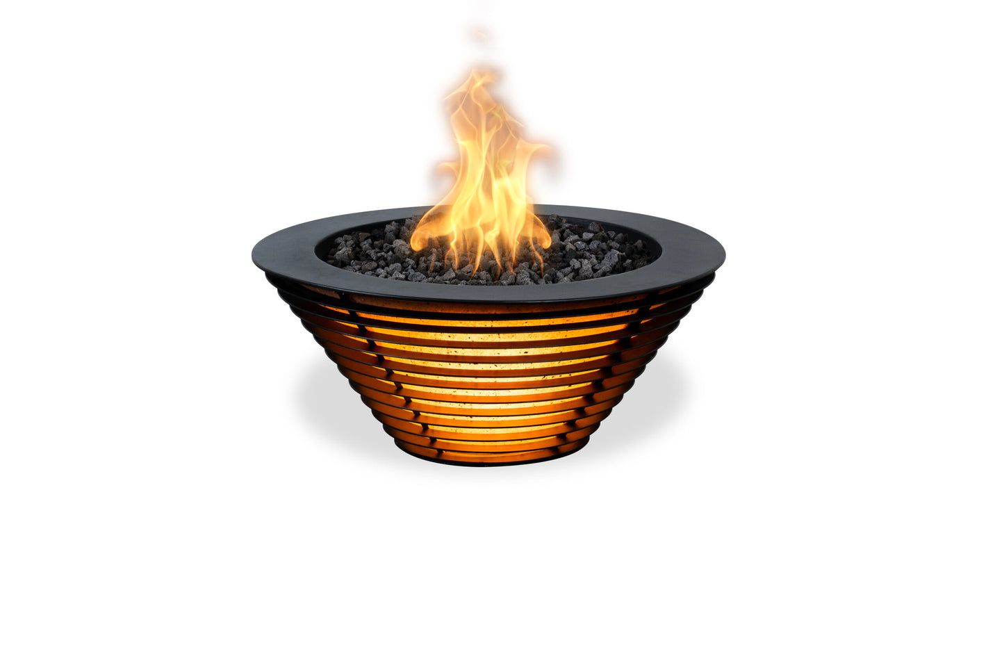 Lighthouse Series - Mayport Fire Bowl with LED Lights 24" - Powder Coated Metal - Match Lit