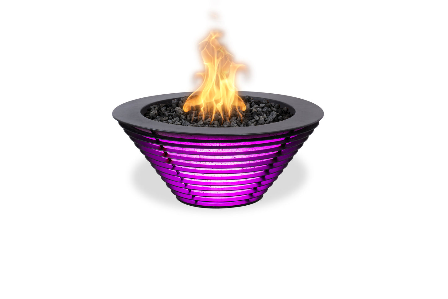 Lighthouse Series - Mayport Fire Bowl with LED Lights 24" - Powder Coated Metal - Match Lit