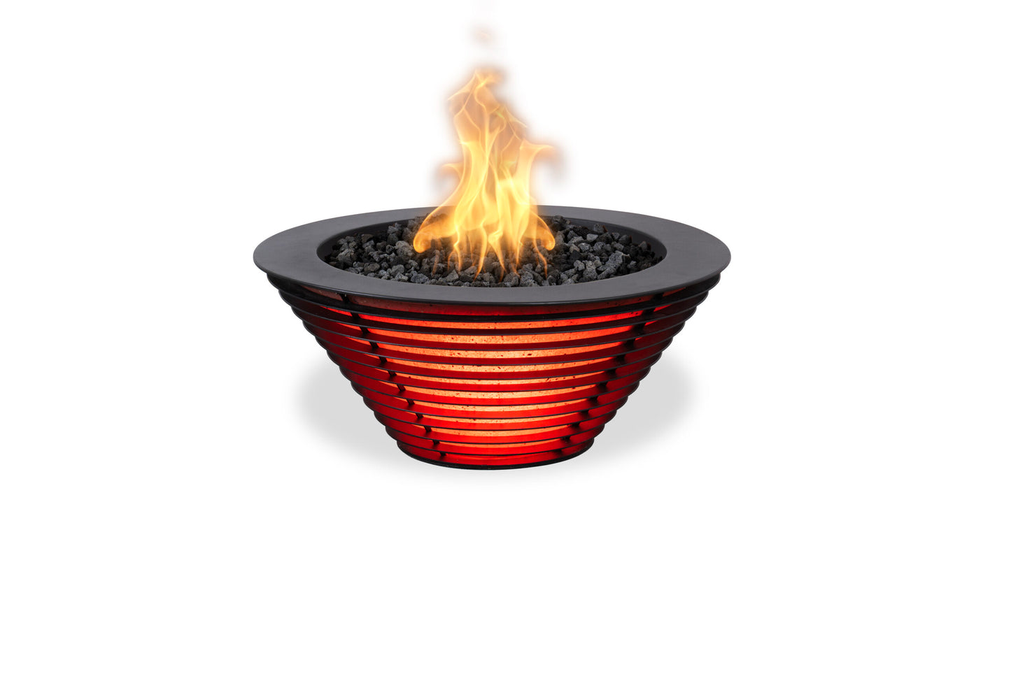 Lighthouse Series - Mayport Fire Bowl with LED Lights 24" - Powder Coated Metal - Match Lit