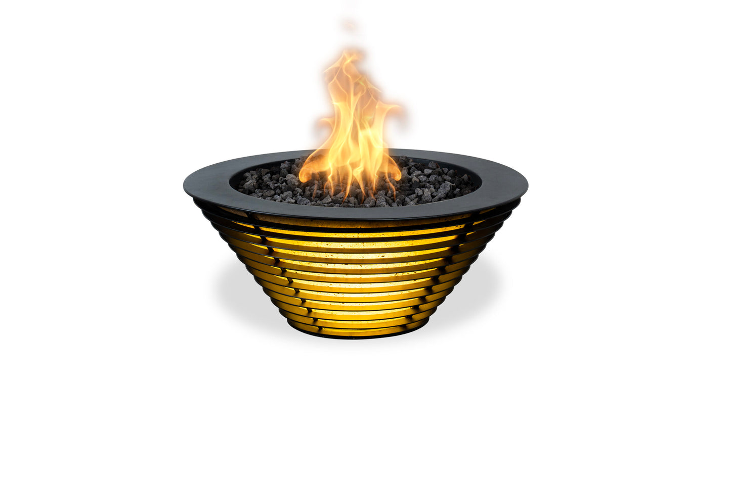 Lighthouse Series - Mayport Fire Bowl with LED Lights 24" - Powder Coated Metal - Match Lit