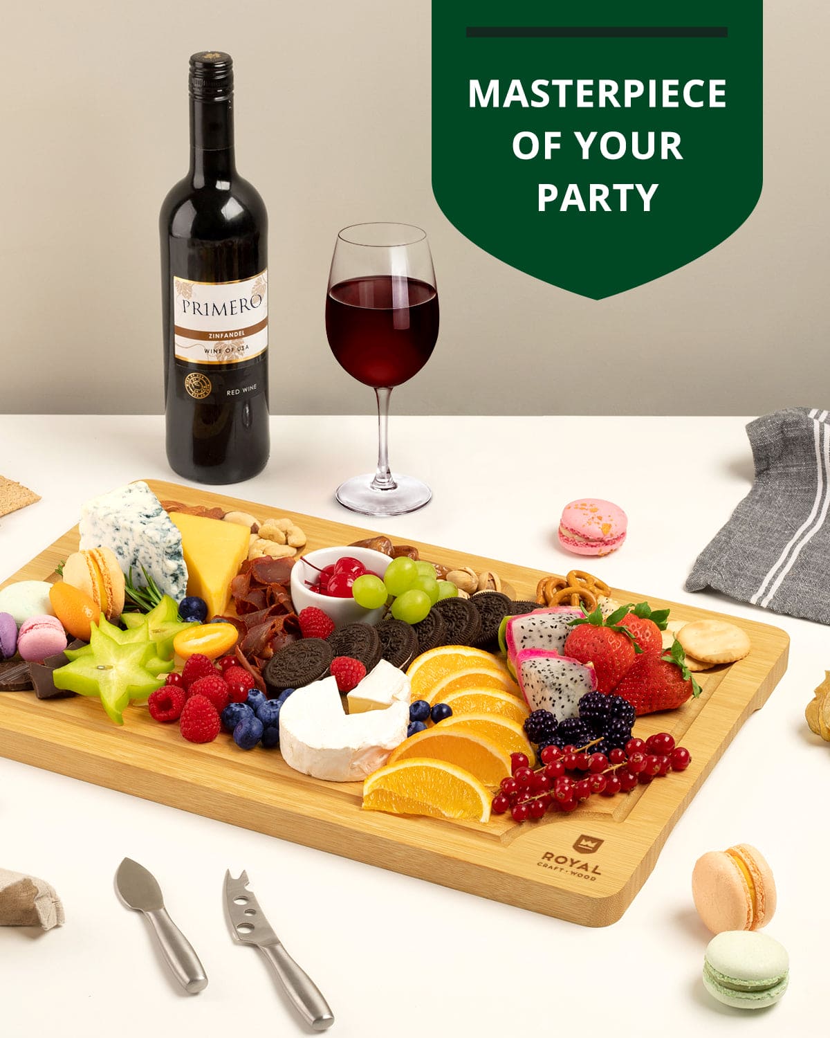 Cutting Board with Compartments, 18” x 12”