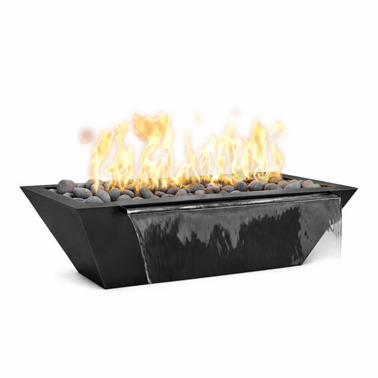 Maya Linear Fire and Water Bowls - Metal Powder Coat - 72" x 20" - Match Lit