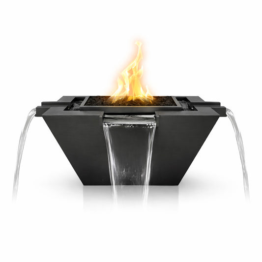 Maya Metal Powder Coated 4 Way Spill Fire and Water Bowl 36" - Electronic Ignition