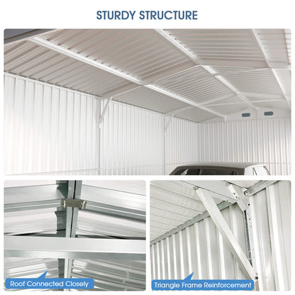 13FT x 20FT Metal Shed with Double Front Doors & Side Entry Door