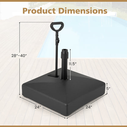 Mobile Patio Umbrella Base Water Sand Fillable Market Table Umbrella Stand with 3 Wheels