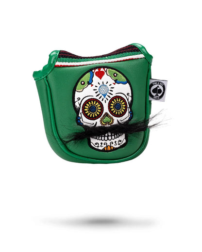 Mustache Sugar Skull - Mallet Putter Cover Green