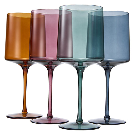 Tonal Square Stemmed Wine Glassware, Set of 4