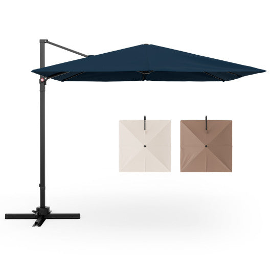 9.5 Feet Square Patio Cantilever Umbrella with 360° Rotation - Navy