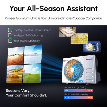 Pioneer® Quantum Ultra™ 12,000 BTU 23 SEER2 115V High-Wall Ductless Energy-Star Mini-Split Air Conditioner Inverter Heat Pump Full Set