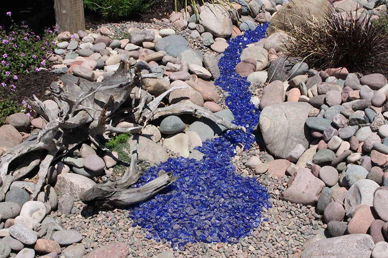 Ocean Blue Fire Glass Medium Size (1/2"-3/4") - 25 LBS