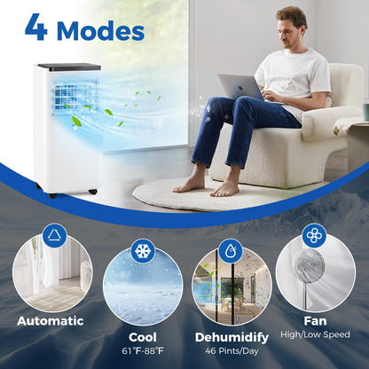 10000 BTU Portable Air Conditioner with Remote Control Cools up to 350 Sq.Ft