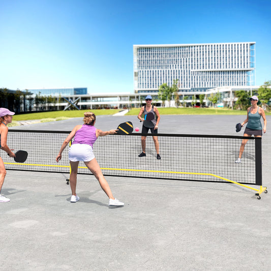 22 FT Portable Pickleball Net with 6 Lockable Wheels and Carry Bag