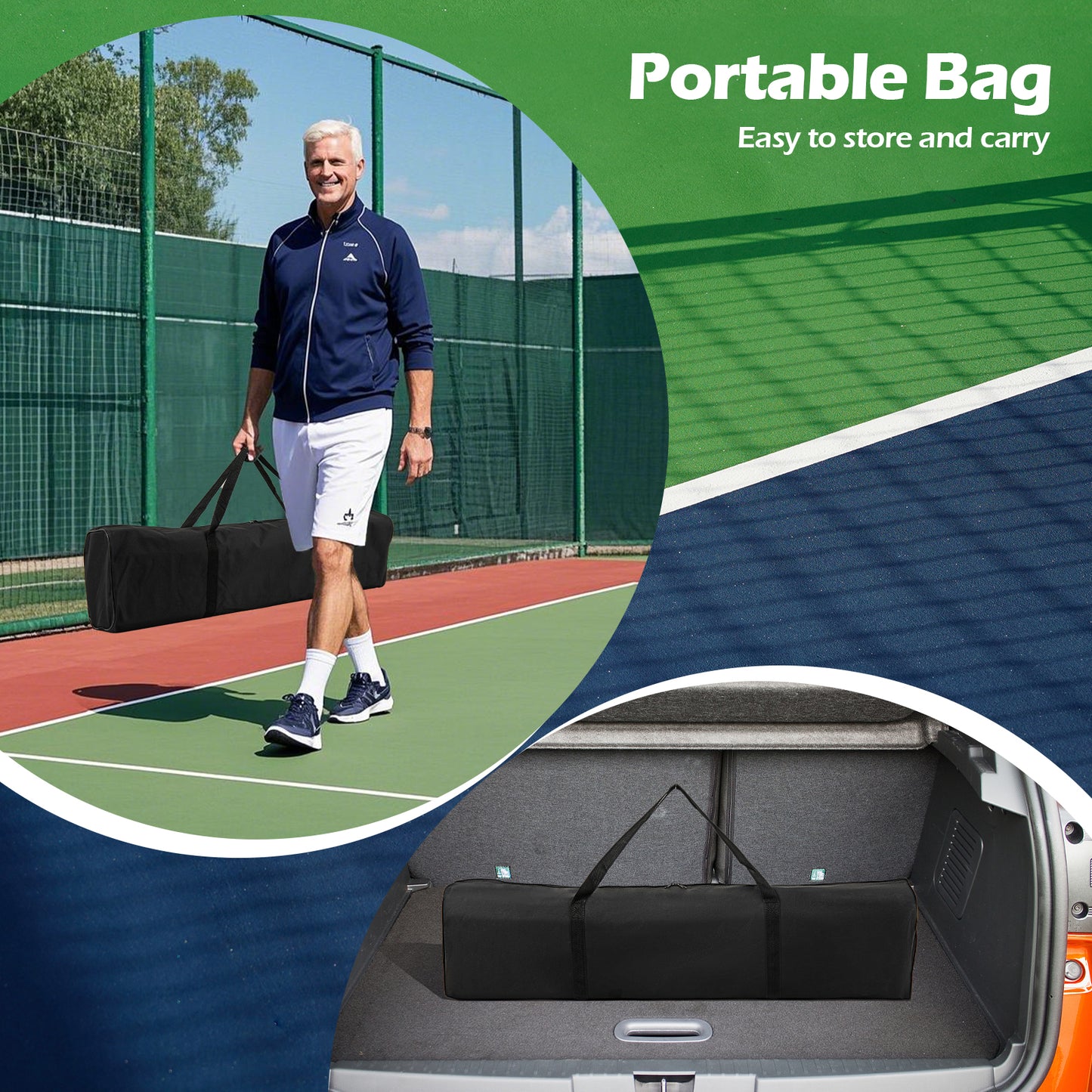 22 FT Portable Pickleball Net with 6 Lockable Wheels and Carry Bag