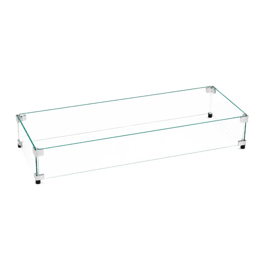 Premium Rectangular Tempered Glass Wind Guard for Fire Pits and Fire Bowls