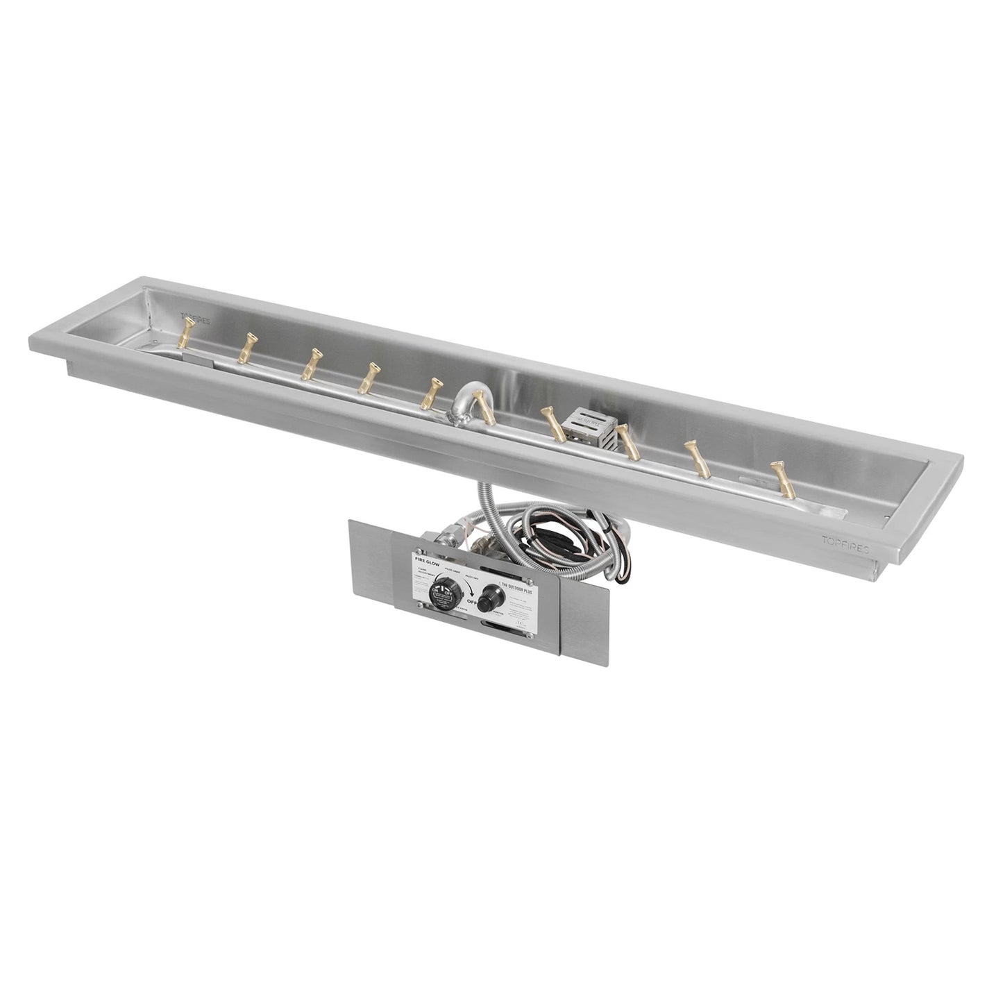 Rectangular Raised Lip Drop In Pan and Linear Stainless Steel Bullet Burner