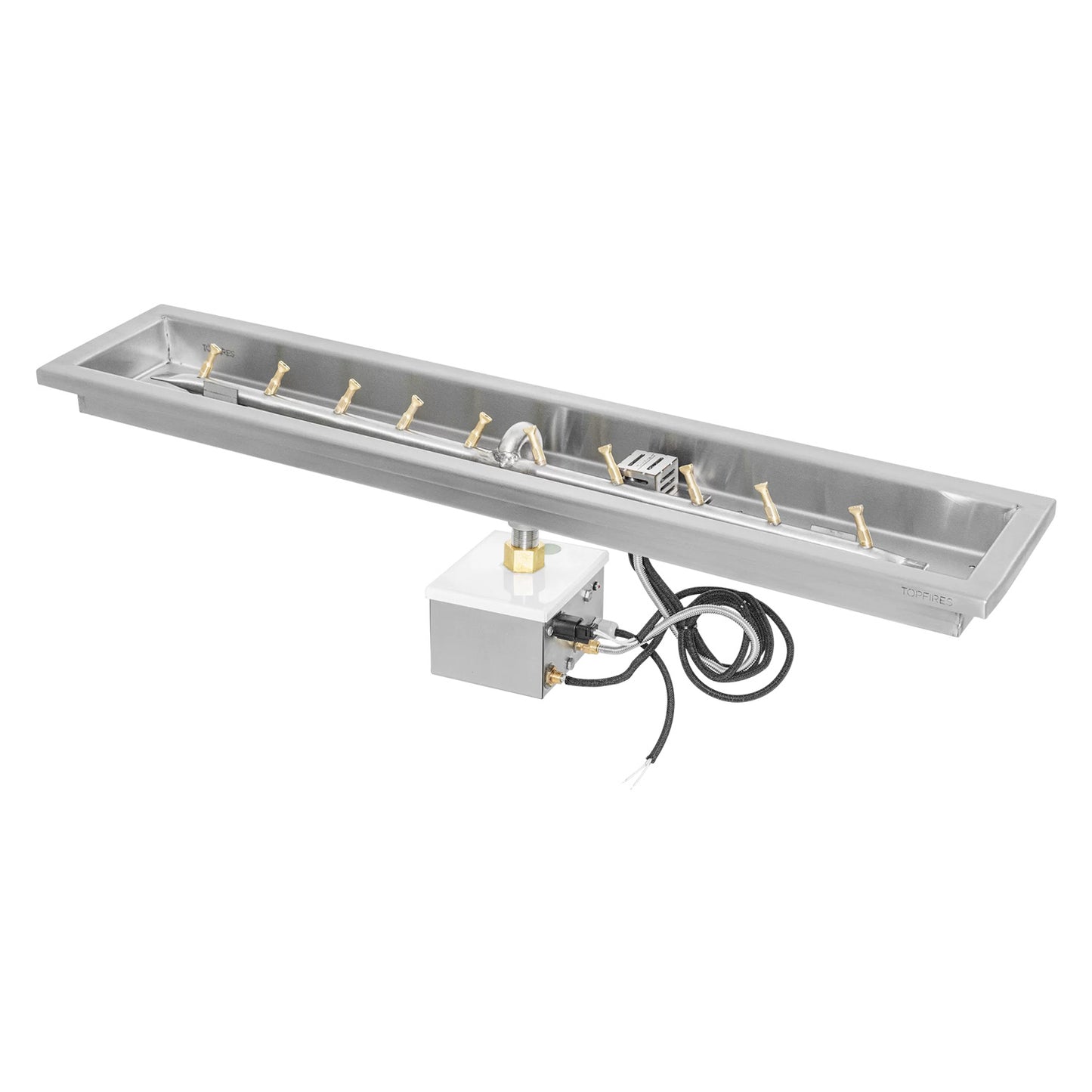 Rectangular Raised Lip Drop In Pan and Linear Stainless Steel Bullet Burner
