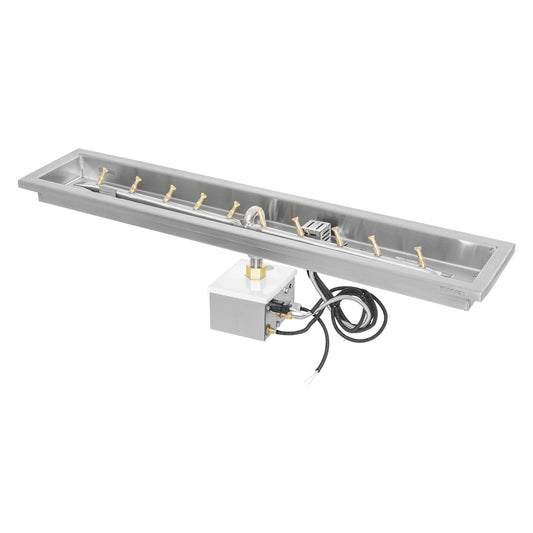 Rectangular Raised Lip Drop In Pan and Linear Stainless Steel Bullet Burner