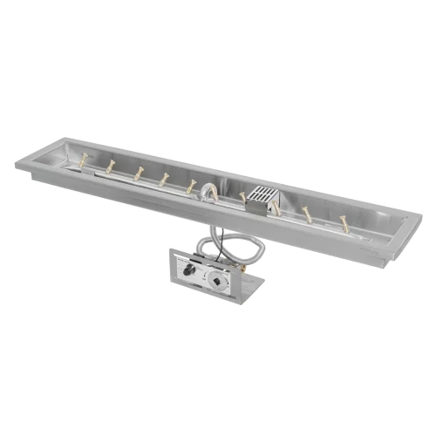 Rectangular Raised Lip Drop In Pan and Linear Stainless Steel Bullet Burner