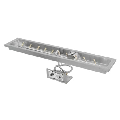 Rectangular Raised Lip Drop In Pan and Linear Stainless Steel Bullet Burner