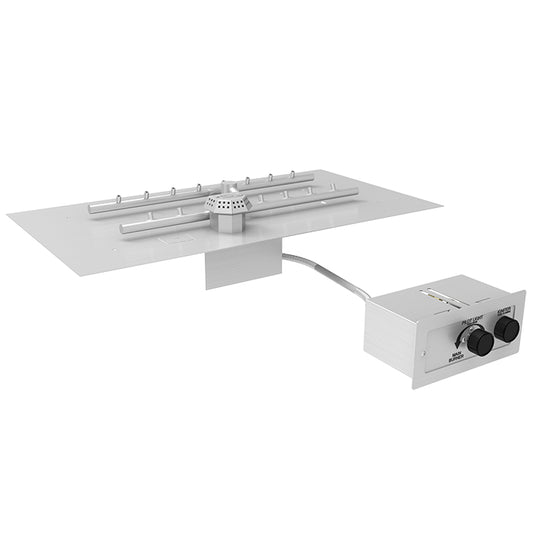 Rectangle Flat Pan and H Burner Fire Pit Inserts - Push Button Ignition