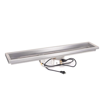 Rectangular Raised Lip Drop In Pan and Linear Stainless Steel Burner