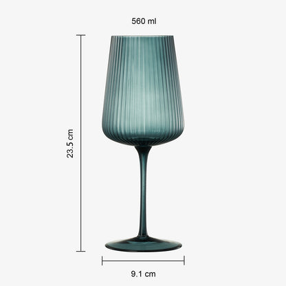 Tonal Ribbed Stemmed Wine Glassware, Set of 6