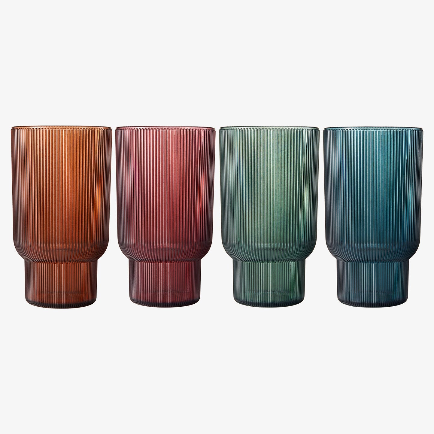 Eze Acrylic Ribbed Highball Glassware, Set of 4