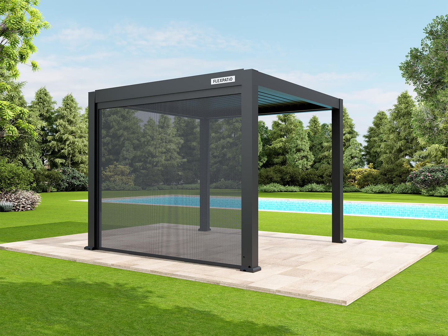 Motorized Roller Shades for FlexPatio Pergolas