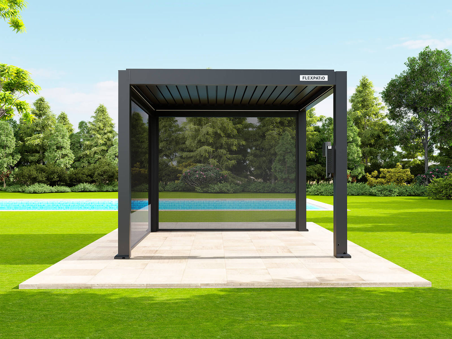 Motorized Roller Shades for FlexPatio Pergolas