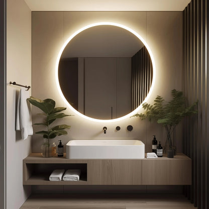 Round LED Bathroom Vanity Mirror with Dimmable Lights