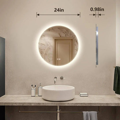Round LED Bathroom Vanity Mirror with Dimmable Lights