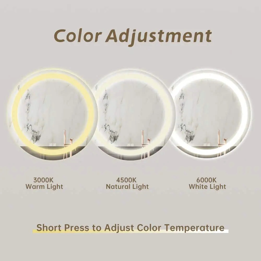 Round Led Mirror Bathroom Vanity Mirror with Dimmable Lights