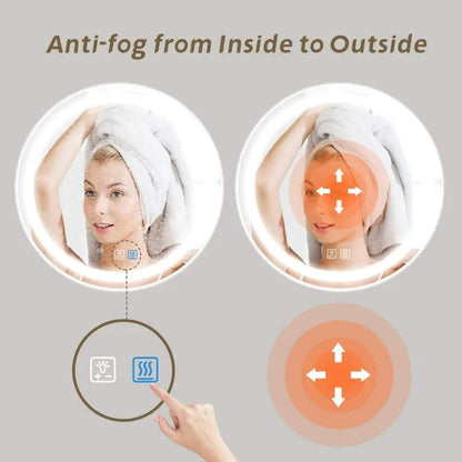 Round Led Mirror Bathroom Vanity Mirror with Dimmable Lights