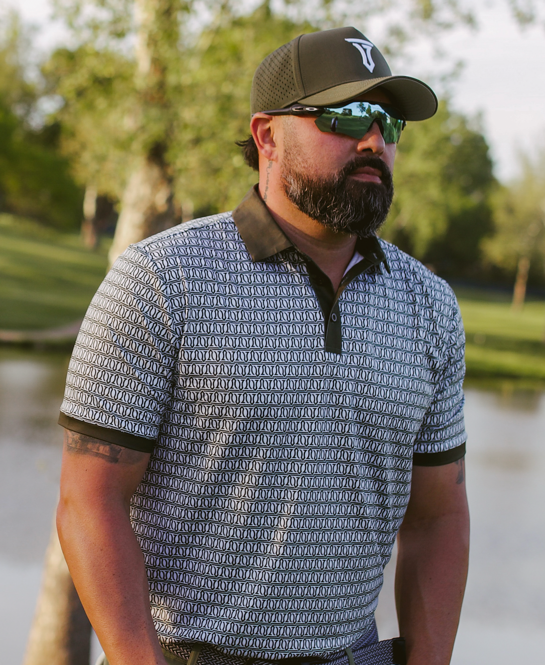 Sage Green Mosaic Performance Polo