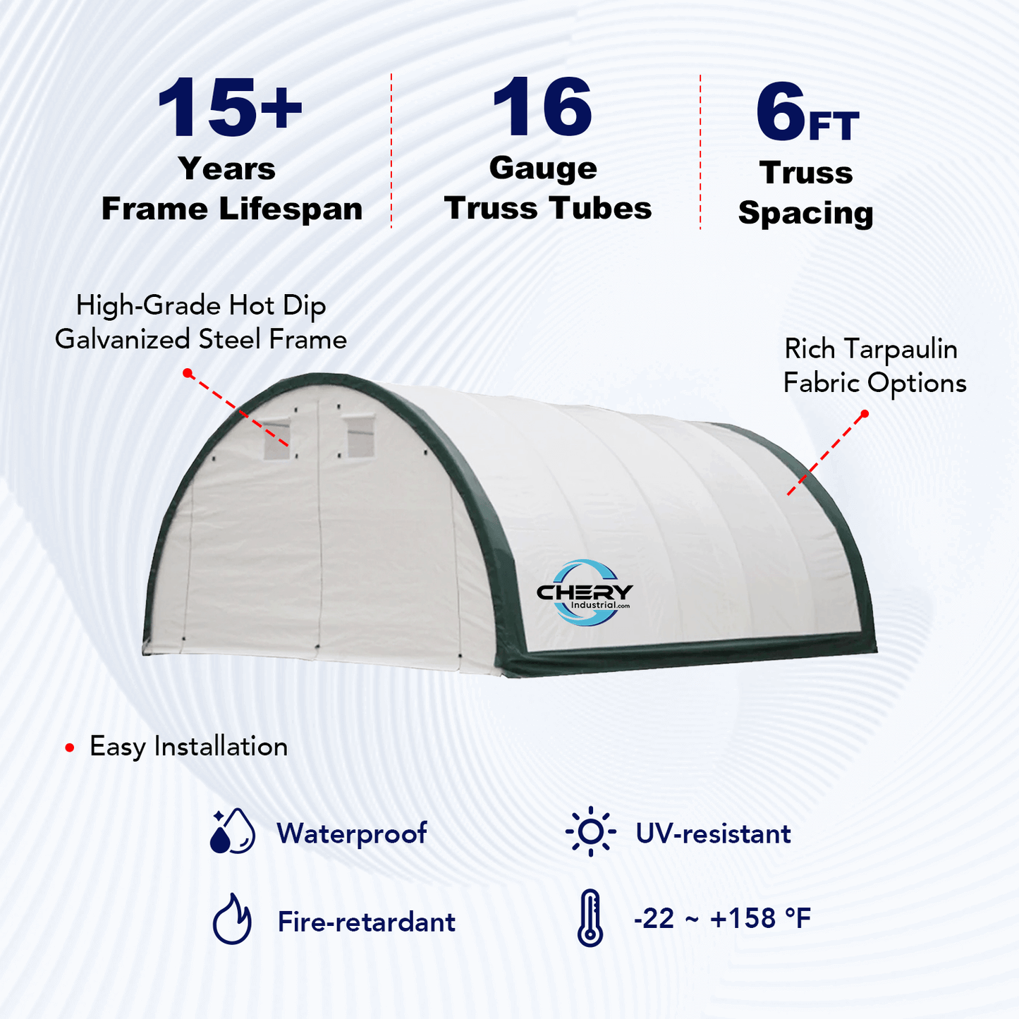 W 20FT x L 30FT x H 12FT Single Truss Arch Storage Shelter