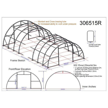 W 30FT x L 65FT x H 15FT Single Truss Arch Storage Shelter