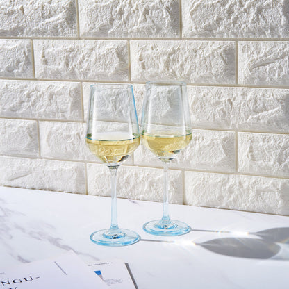 Monet Stemmed Wine Glassware, Blue, Set of 2